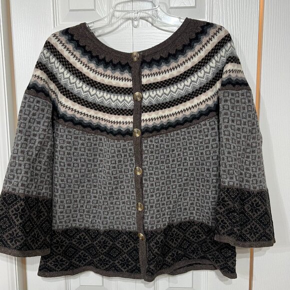 Sundance Sweaters - Sundance Lambswool 3/4 Sleeve Button Fair Isle Cardigan Sweater Nordic M cabin